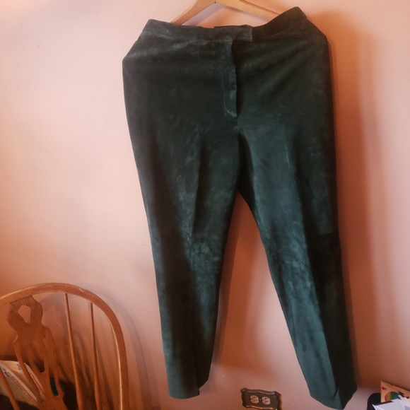Vtg Lauren Ralph Lauren Green Suede 2 pc Leather Suit Jacket + Pants set - Picture 12 of 16
